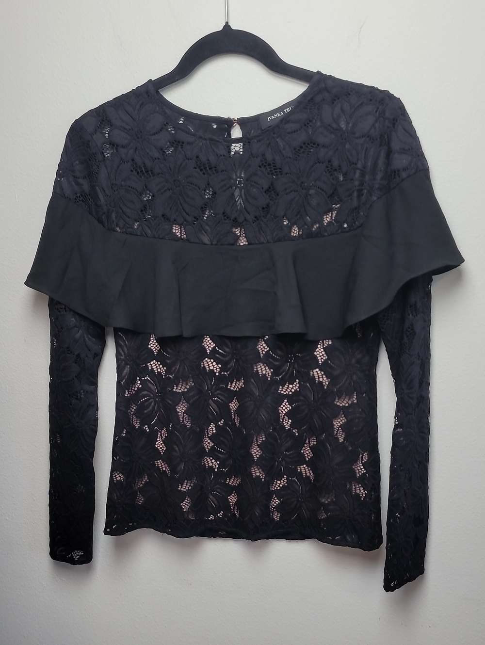 Ivanka Trump Black Lace Long Sleeve Top
